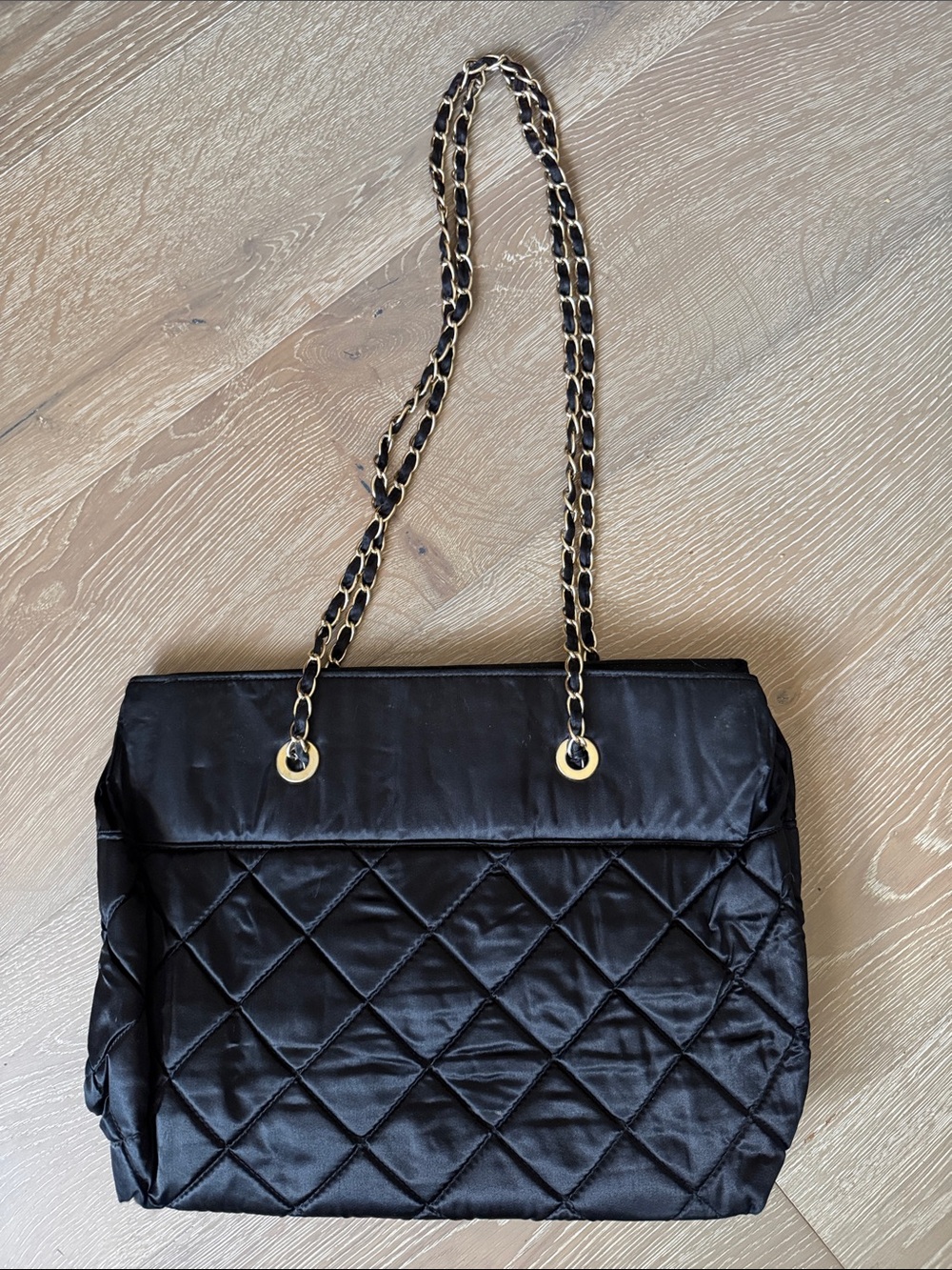 Black Nylon Quilted Chain-Handle Women’s Shoulder Bag